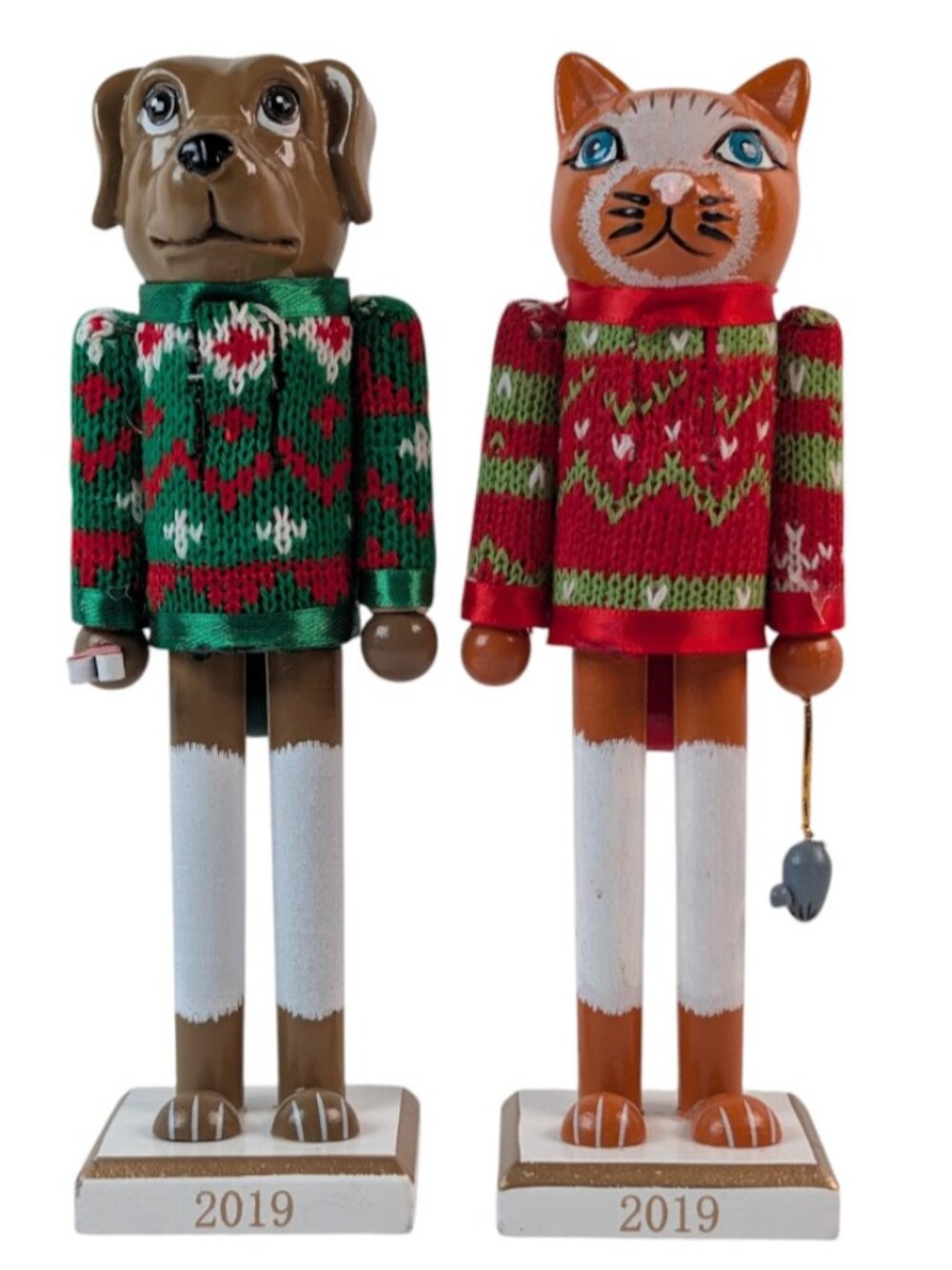 Christmas Nutcracker Set Dog and Cat in Holiday Sweaters 8" Wondershop 2019